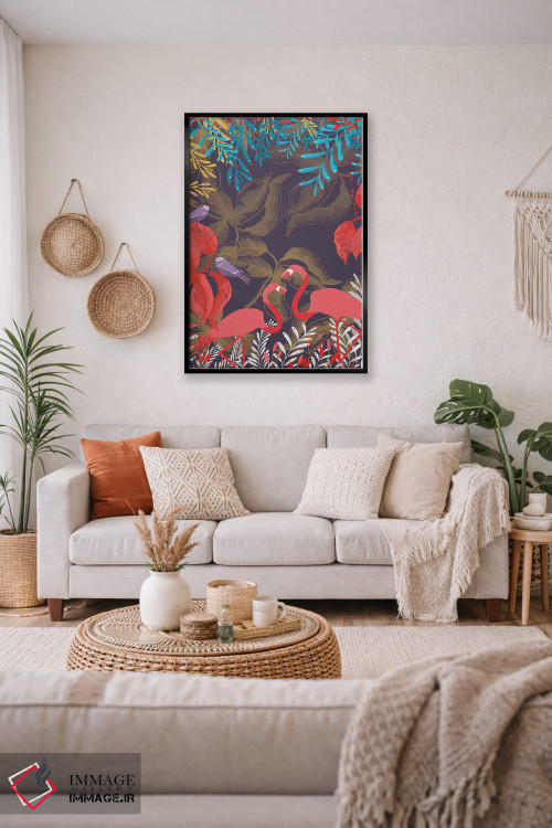 تابلو دکوراتیو عشق فلامینگوها اثر میشل کمپل - D4B