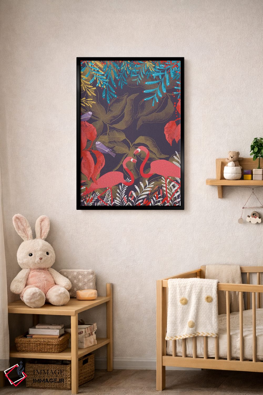 تابلو دکوراتیو عشق فلامینگوها اثر میشل کمپل - D5B