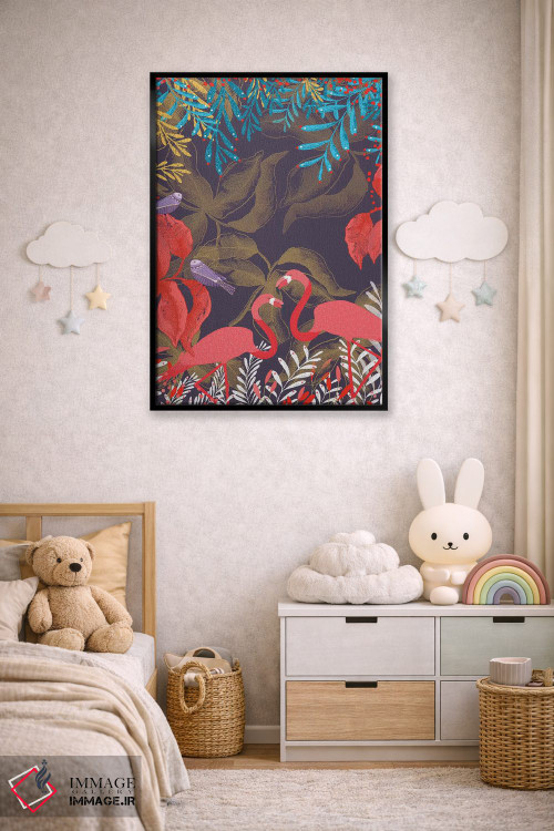 تابلو دکوراتیو عشق فلامینگوها اثر میشل کمپل - D6B