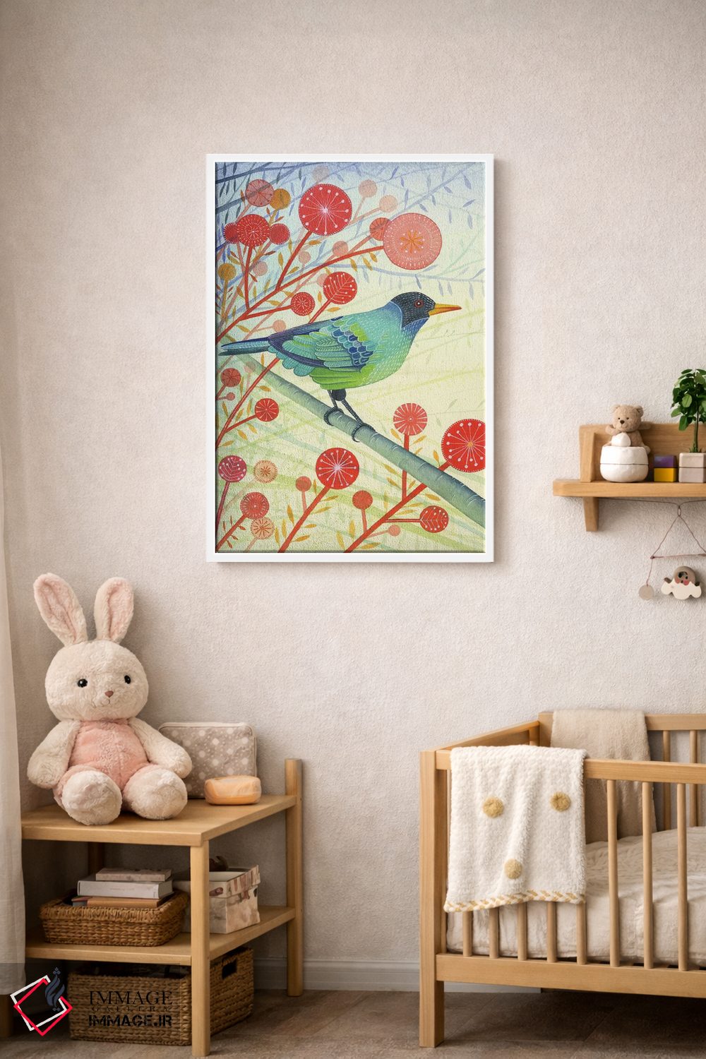 تابلو دکوراتیو عسل خوار سبز اثر میشل کمپل - D3W