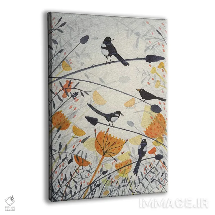 تابلو دکوراتیو سه زاغی و یک مرغ سیاه اثر میشل کمپل - نمای پرسپکتیو محصول