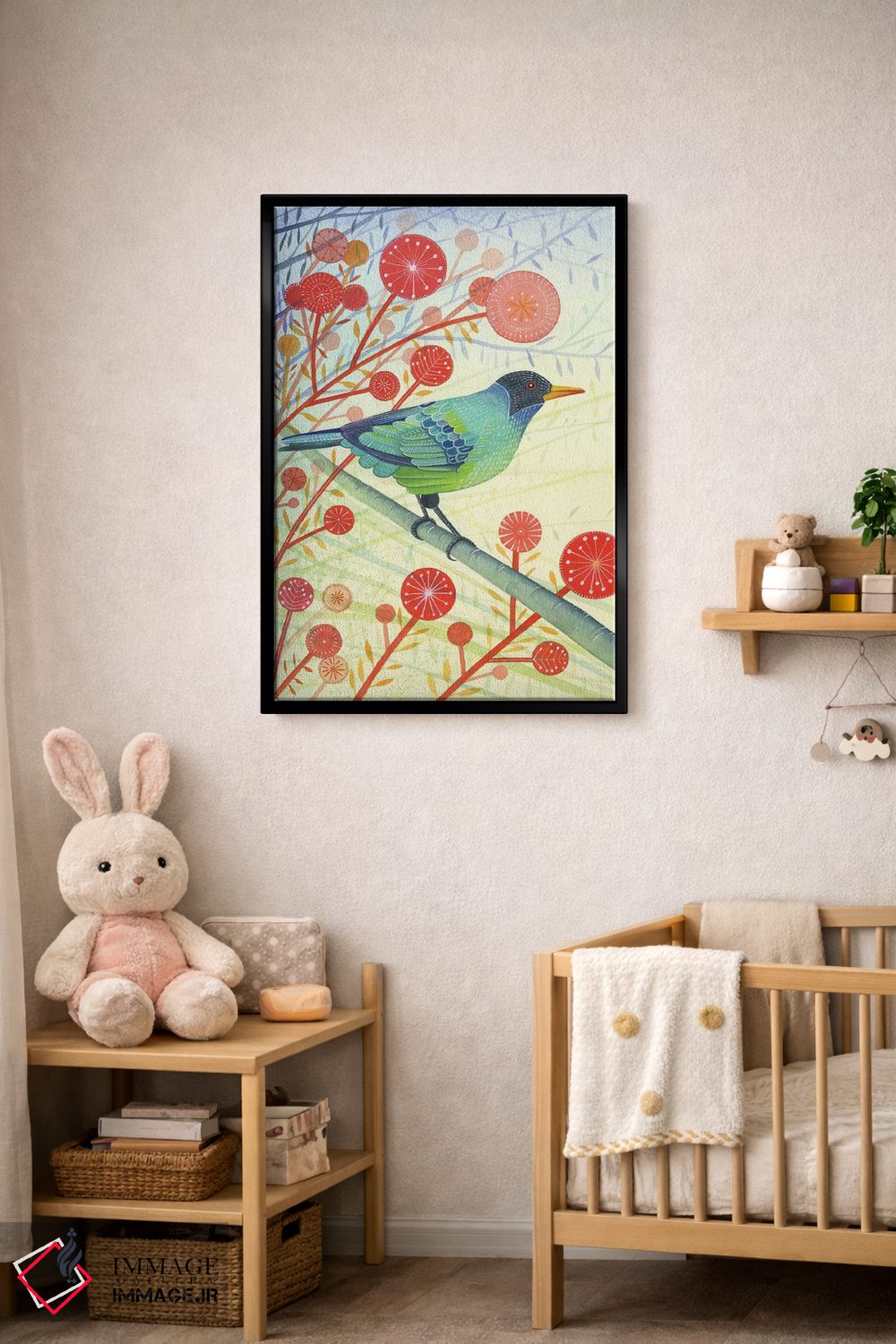 تابلو دکوراتیو عسل خوار سبز اثر میشل کمپل - D5B