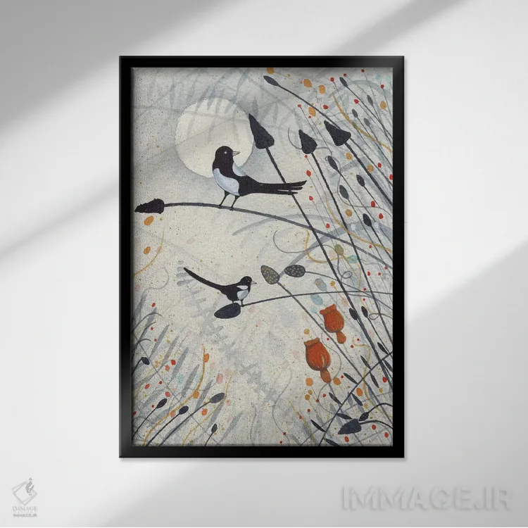 تابلو دکوراتیو دو تا برای شادی اثر میشل کمپل - نمای قابدار مشکی