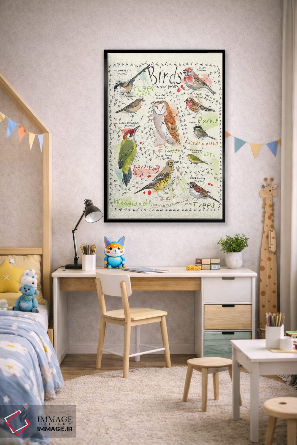 تابلو مدرن پرندگان در باغ شما ۳ اثر میشل کمپل - D2B