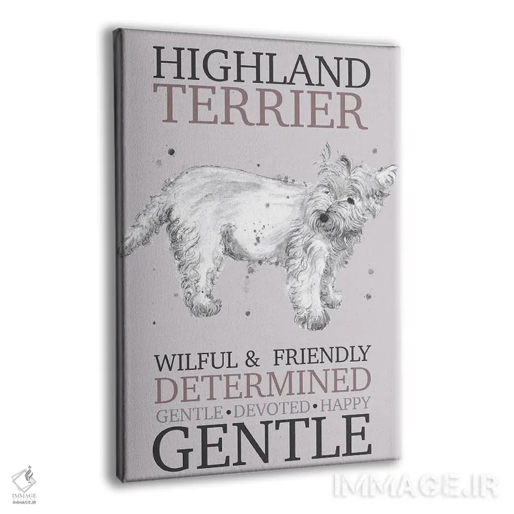 تابلو دکوراتیو ویژگی های سگ هایلند تریر اثر میشل کمپل - نمای پرسپکتیو محصول