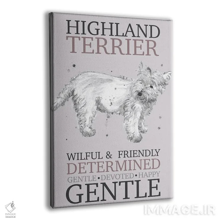 تابلو دکوراتیو ویژگی های سگ هایلند تریر اثر میشل کمپل - نمای پرسپکتیو محصول