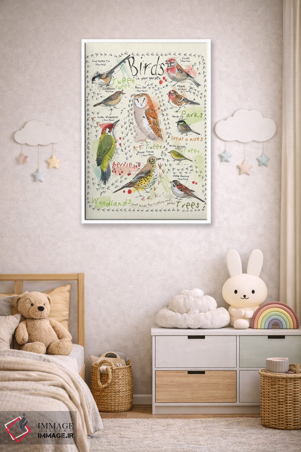 تابلو مدرن پرندگان در باغ شما ۳ اثر میشل کمپل - D4W