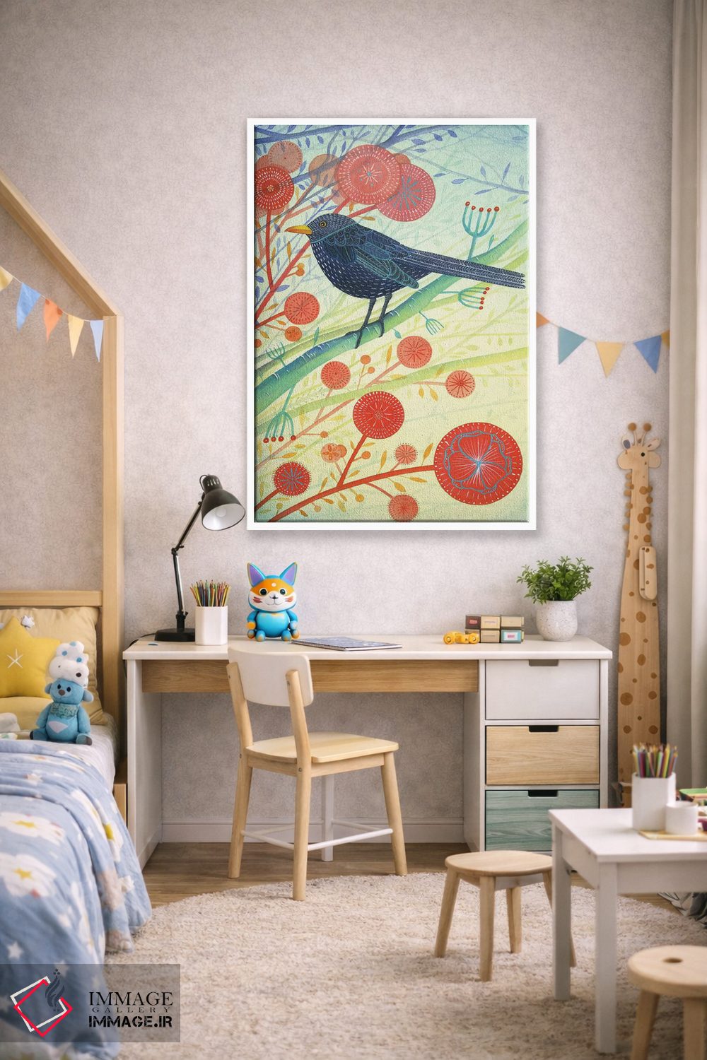 تابلو دکوراتیو مرغ سیاه اثر میشل کمپل - D1W