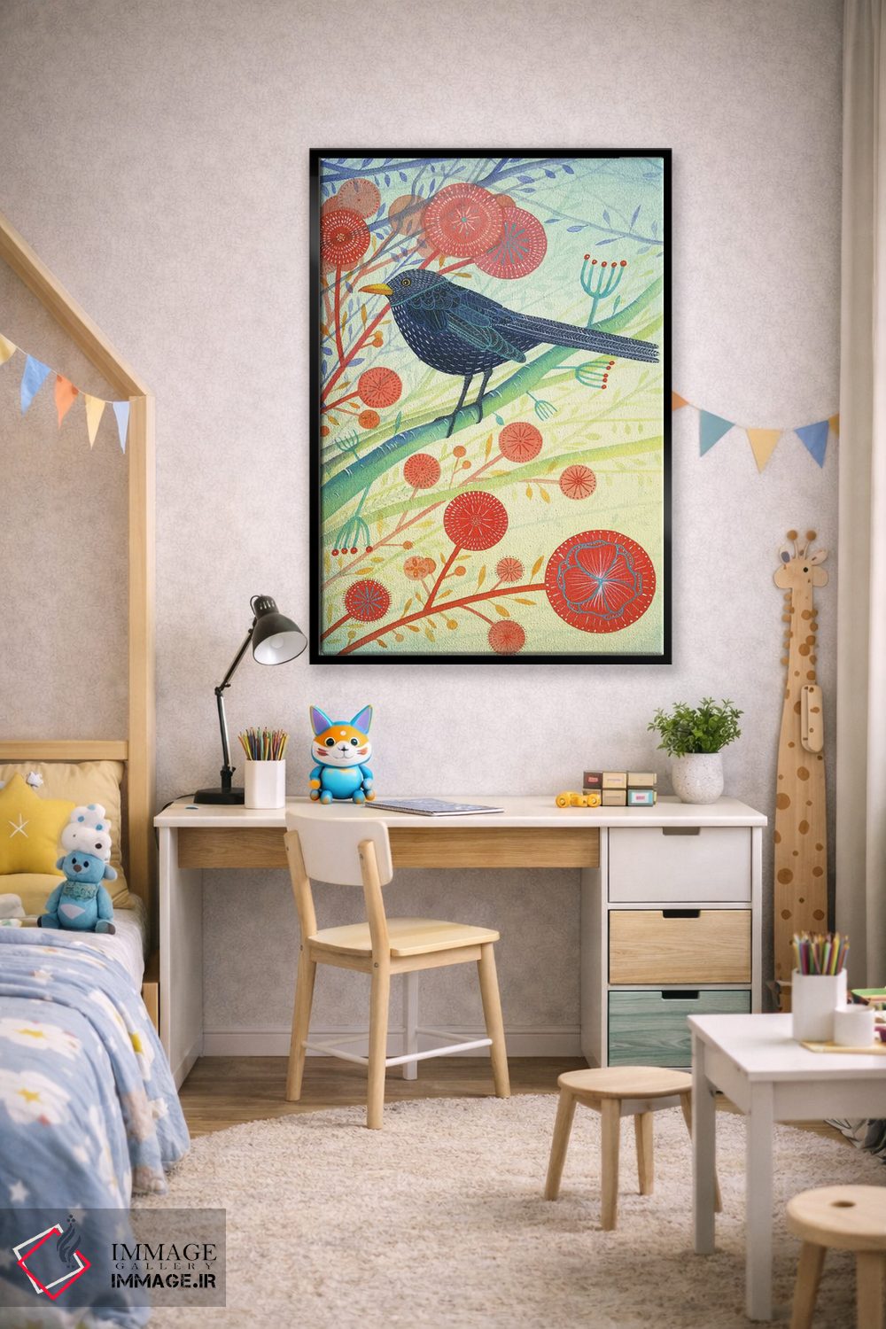 تابلو دکوراتیو مرغ سیاه اثر میشل کمپل - D2B