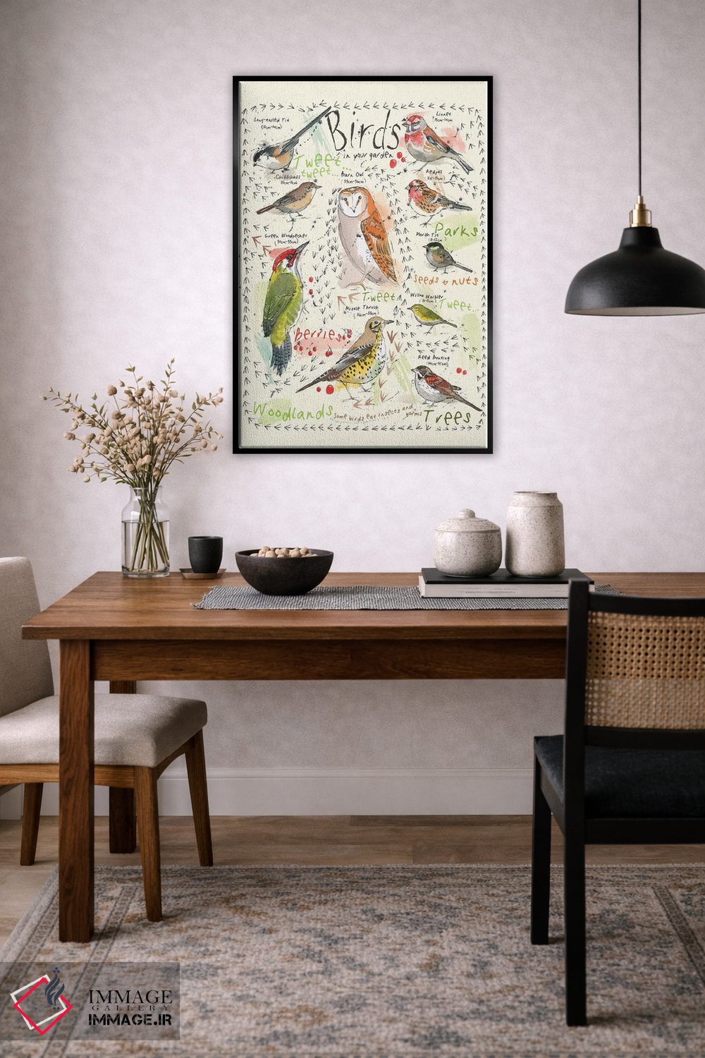 تابلو مدرن پرندگان در باغ شما ۳ اثر میشل کمپل - D5B