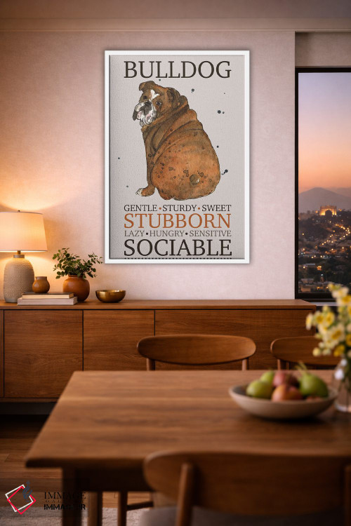 تابلو دکوراتیو ویژگی های سگ بولداگ اثر میشل کمپل - D3W
