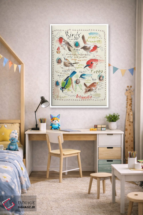 تابلو مدرن پرندگان در باغ شما ۴ اثر میشل کمپل - D1W