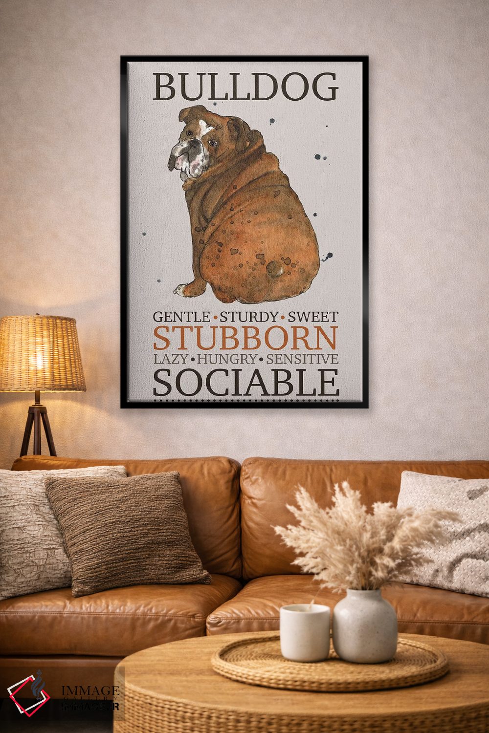 تابلو دکوراتیو ویژگی های سگ بولداگ اثر میشل کمپل - D4B