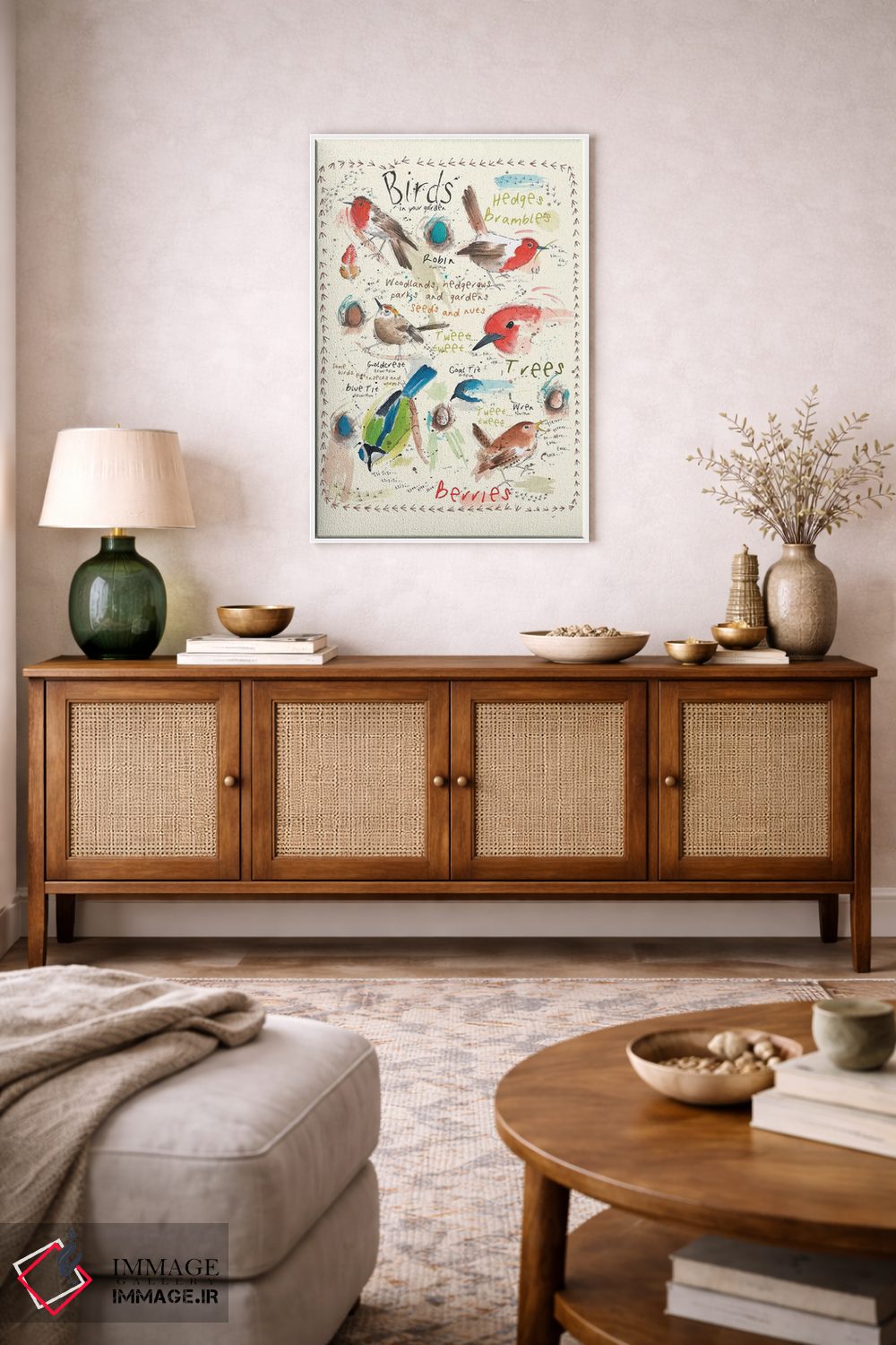 تابلو مدرن پرندگان در باغ شما ۴ اثر میشل کمپل - D3W