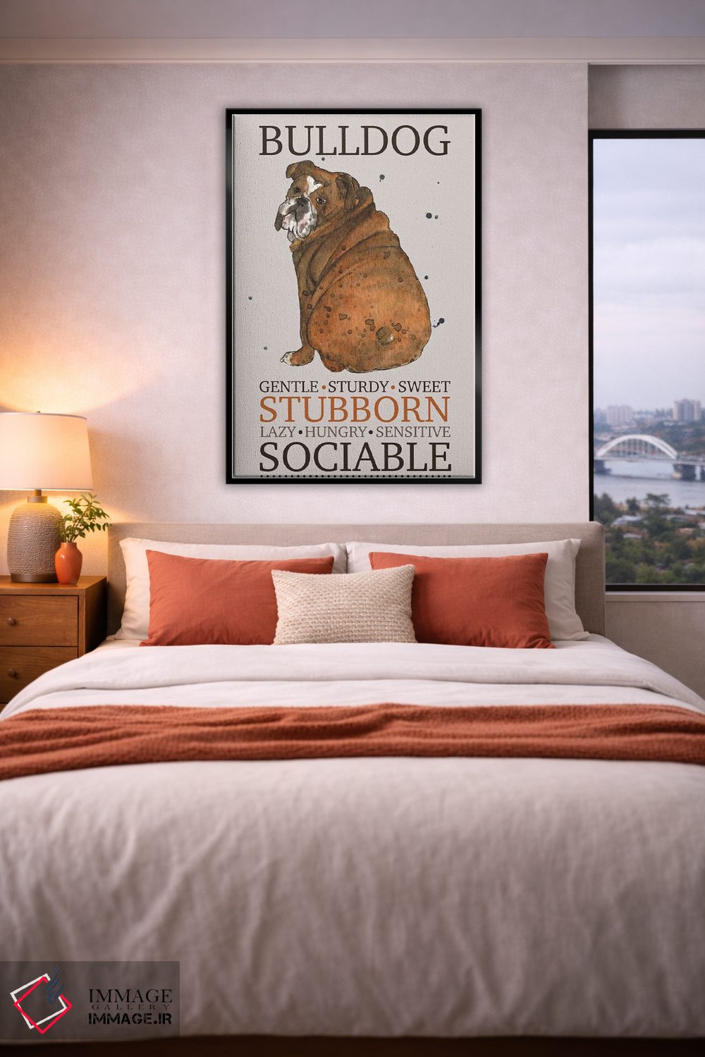 تابلو دکوراتیو ویژگی های سگ بولداگ اثر میشل کمپل - D6B