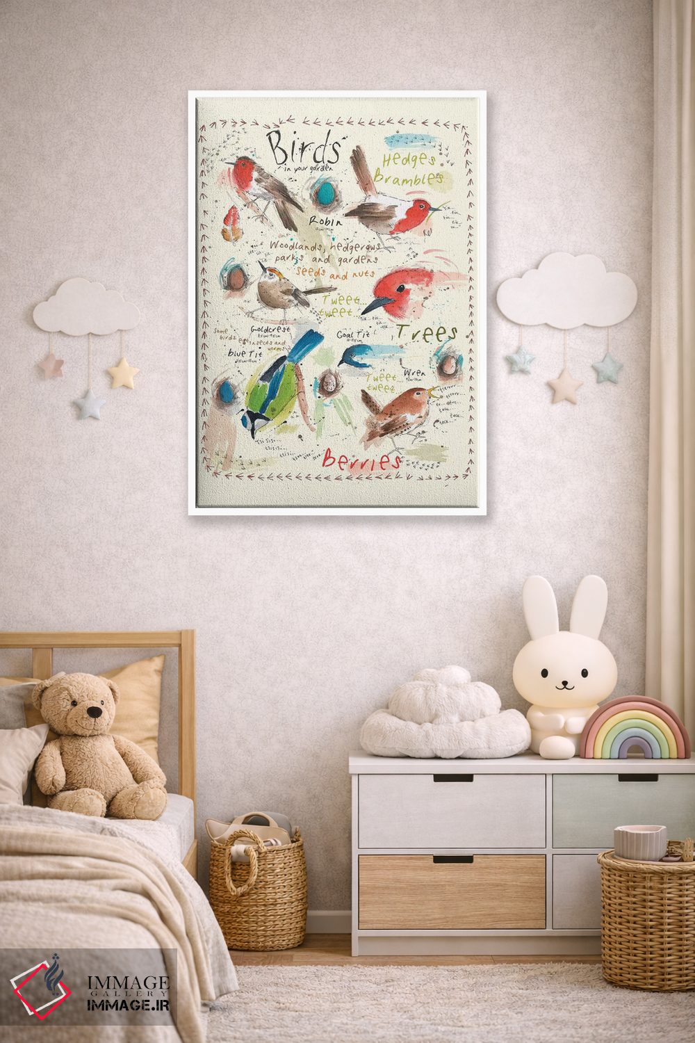 تابلو مدرن پرندگان در باغ شما ۴ اثر میشل کمپل - D4W