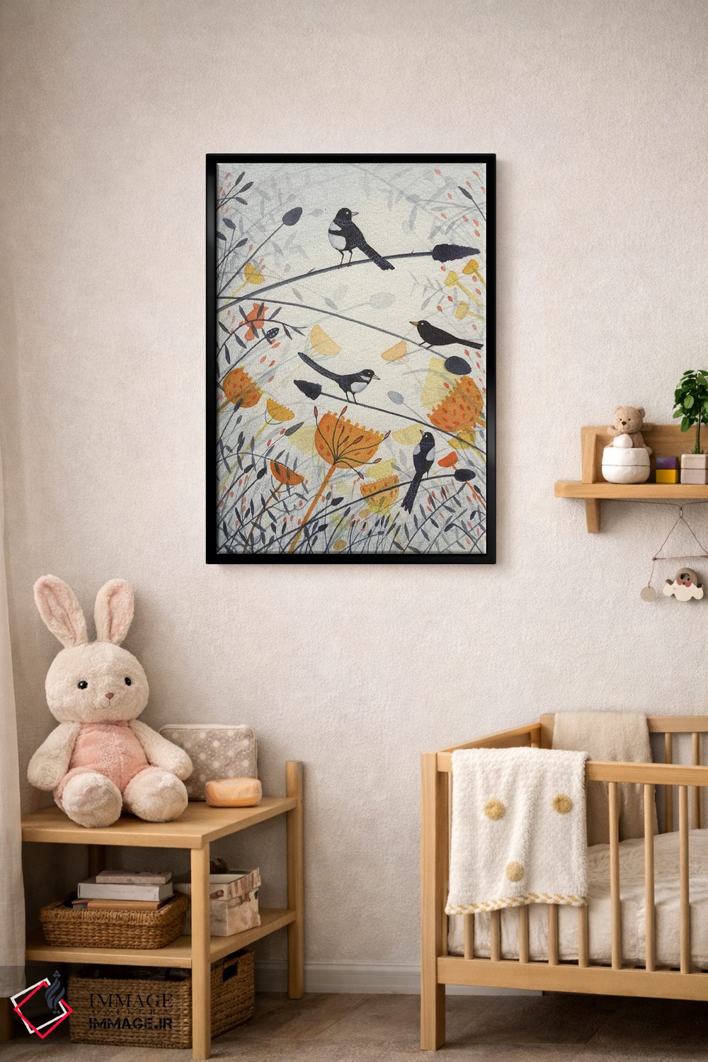 تابلو دکوراتیو سه زاغی و یک مرغ سیاه اثر میشل کمپل - D4B