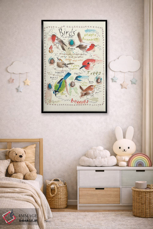 تابلو مدرن پرندگان در باغ شما ۴ اثر میشل کمپل - D5B