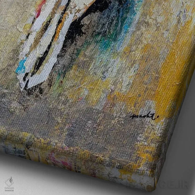 تابلو دکوراتیو یادگار اثر ماچیارولی - نمای نزدیک بافت بوم