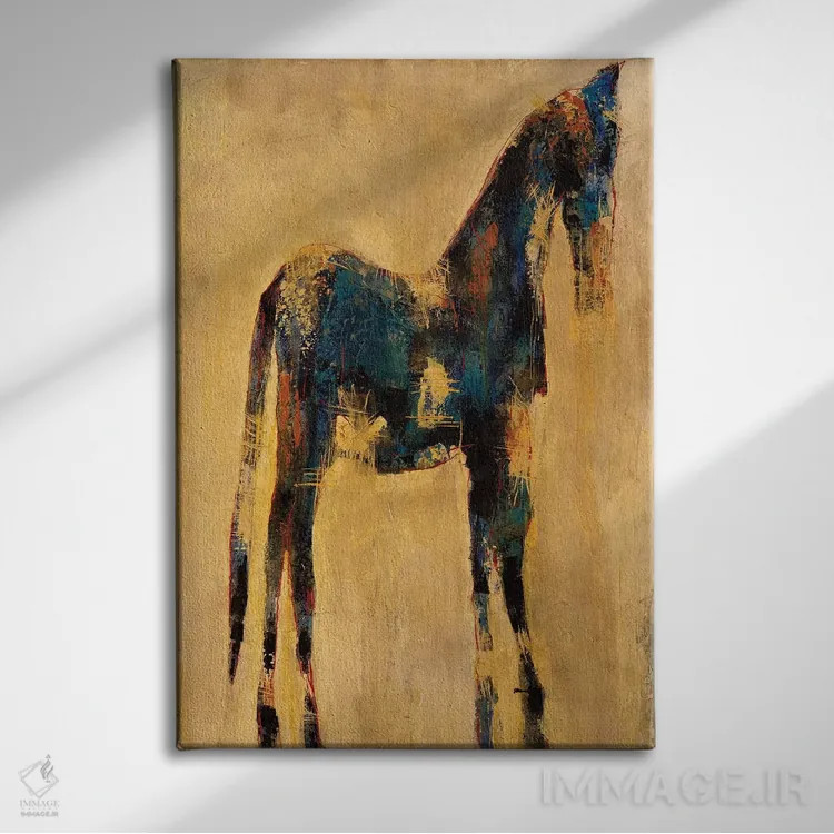 تابلو انتزاعی نیلی اثر ماچیارولی - نمای روبهرو روی دیوار