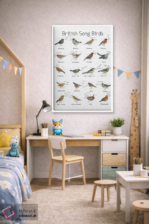 تابلو مدرن پرندگان آوازخوان بریتانیا اثر میشل کمپل - D1W