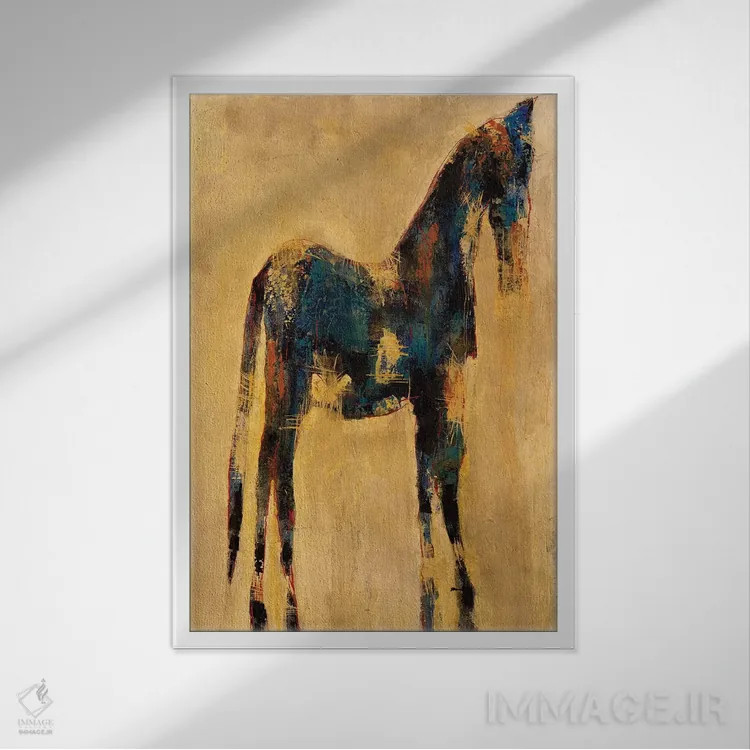تابلو انتزاعی نیلی اثر ماچیارولی - نمای قابدار سفید