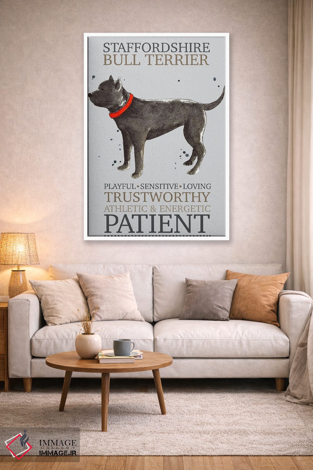 تابلو دکوراتیو ویژگی های سگ تریر بول استفوردشایر اثر میشل کمپل - D1W