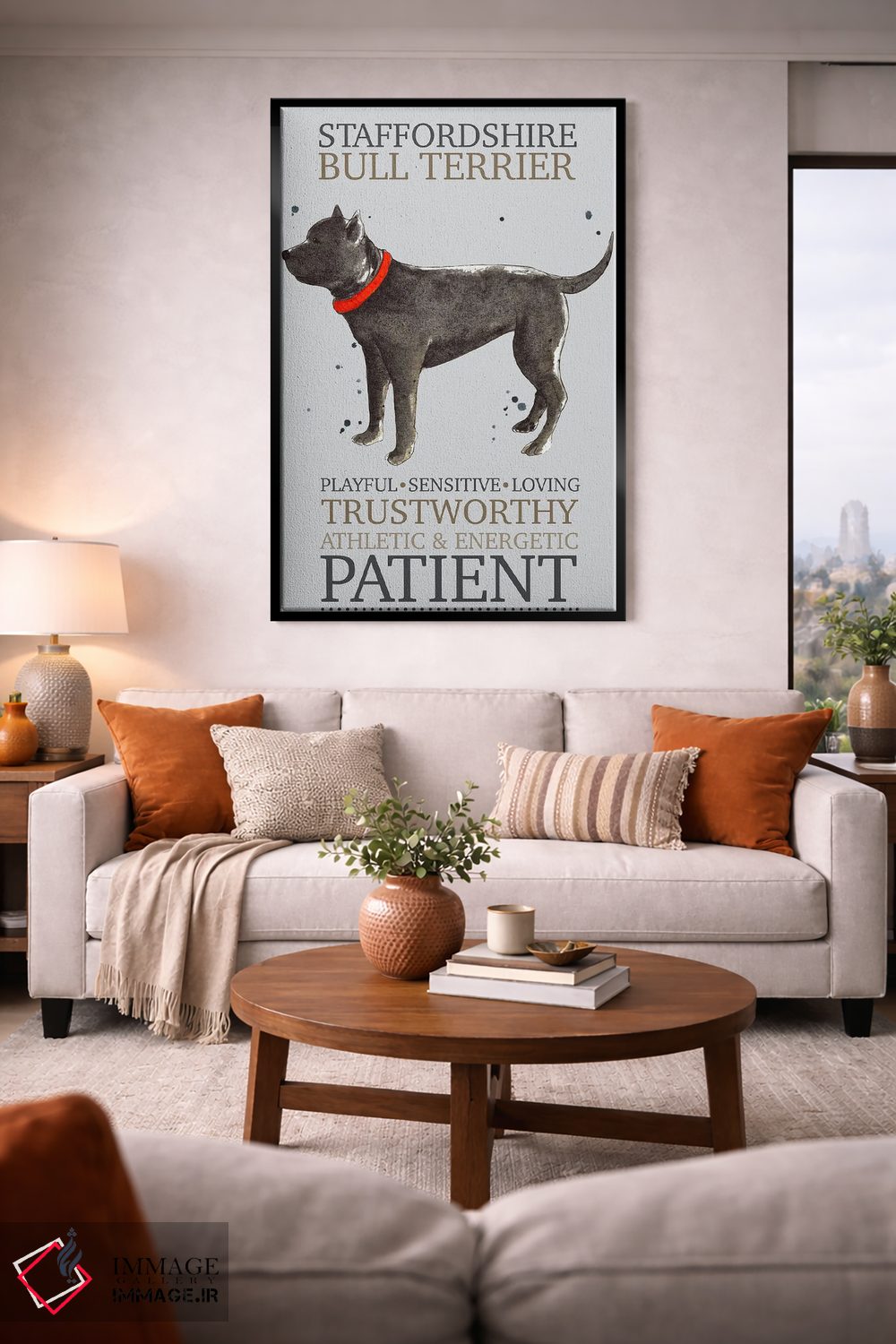 تابلو دکوراتیو ویژگی های سگ تریر بول استفوردشایر اثر میشل کمپل - D2B
