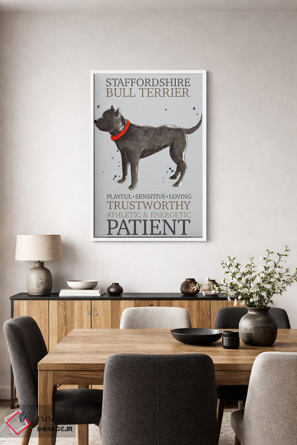 تابلو دکوراتیو ویژگی های سگ تریر بول استفوردشایر اثر میشل کمپل - D3W