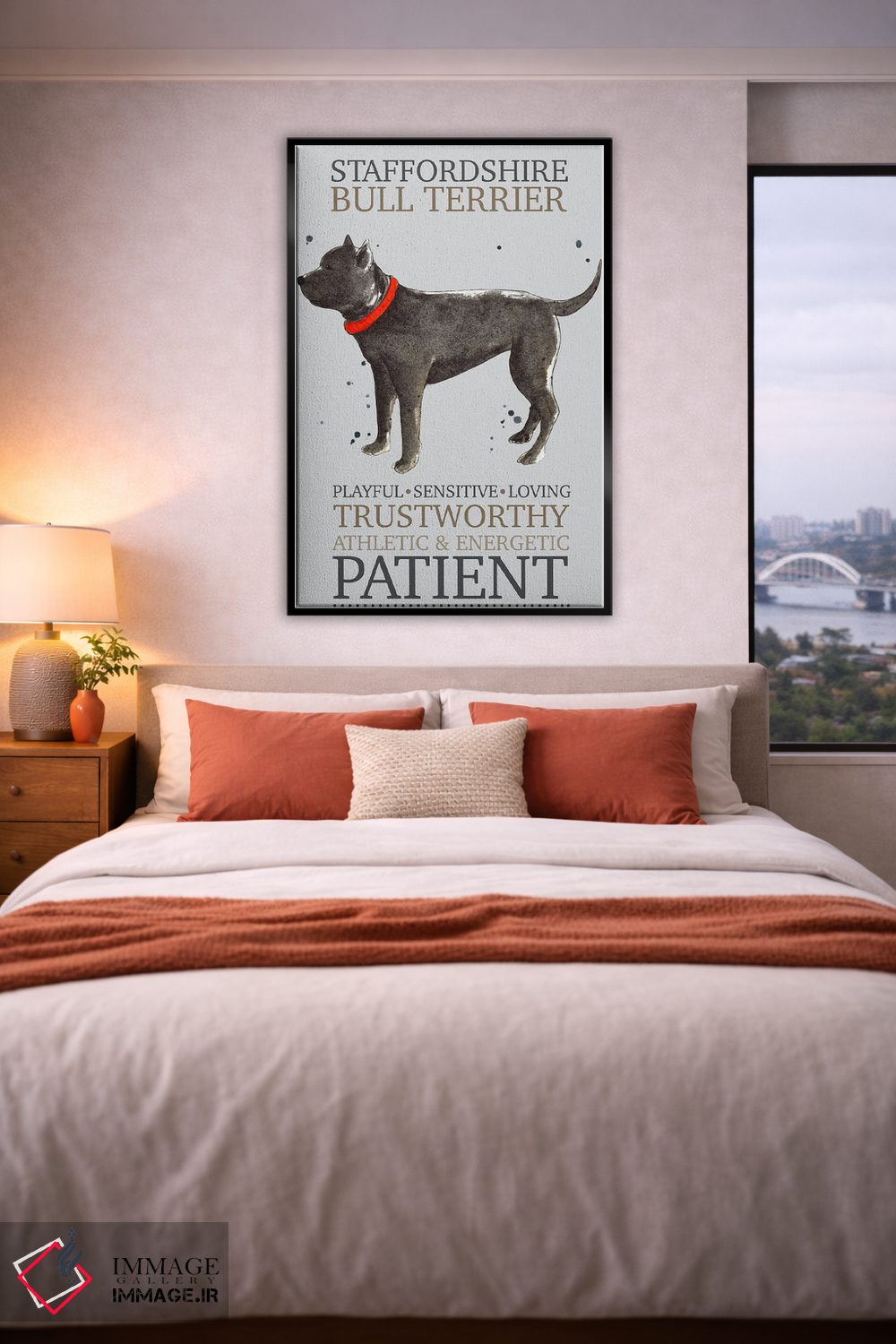 تابلو دکوراتیو ویژگی های سگ تریر بول استفوردشایر اثر میشل کمپل - D5B