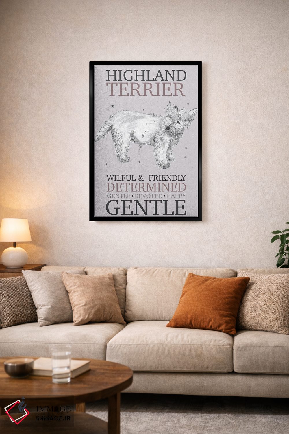 تابلو دکوراتیو ویژگی های سگ هایلند تریر اثر میشل کمپل - D4B