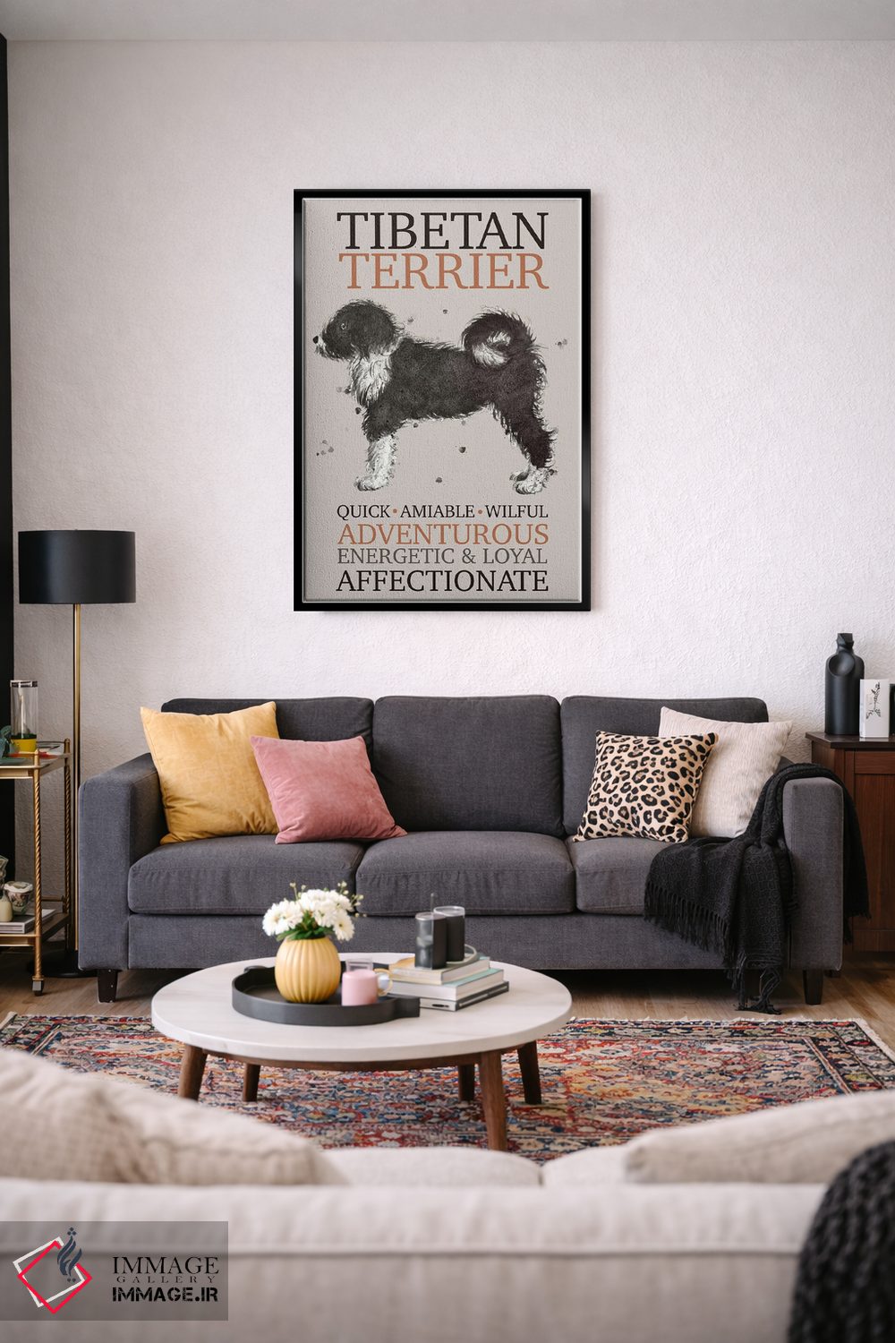 تابلو دکوراتیو ویژگی های سگ تریر تبت اثر میشل کمپل - D4B