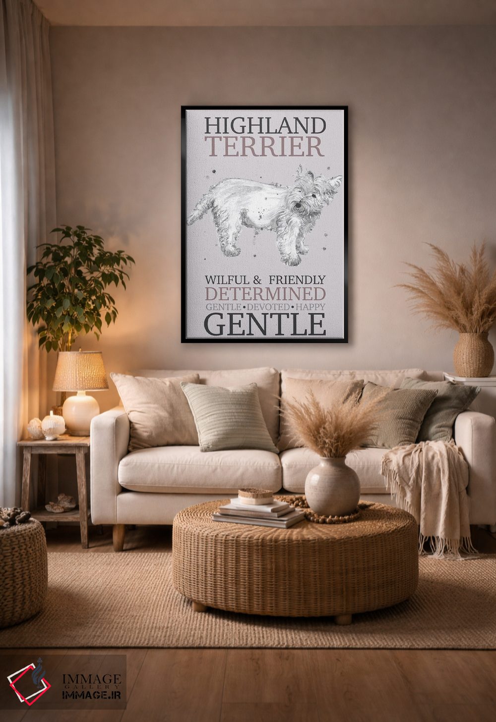 تابلو دکوراتیو ویژگی های سگ هایلند تریر اثر میشل کمپل - D5B