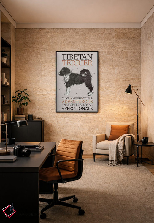 تابلو دکوراتیو ویژگی های سگ تریر تبت اثر میشل کمپل - D6B