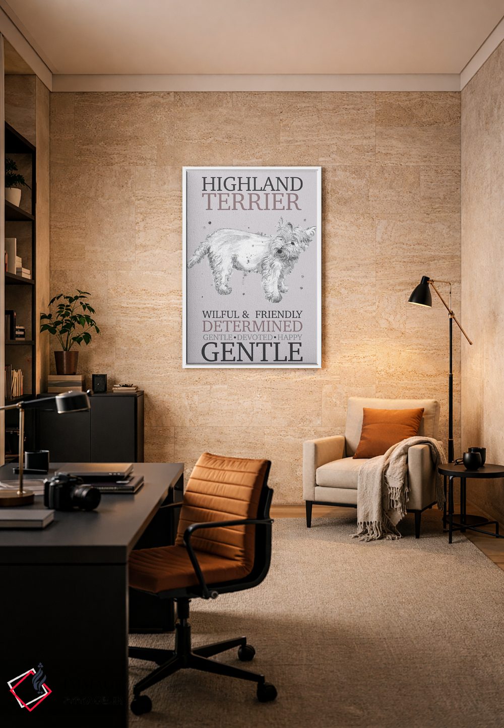 تابلو دکوراتیو ویژگی های سگ هایلند تریر اثر میشل کمپل - D6W