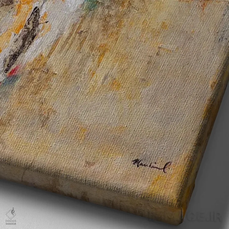 تابلو دکوراتیو نشانه اثر ماچیارولی - نمای نزدیک بافت بوم