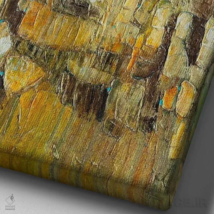 تابلو انتزاعی قله پینکل اثر ماچیارولی - نمای نزدیک بافت بوم
