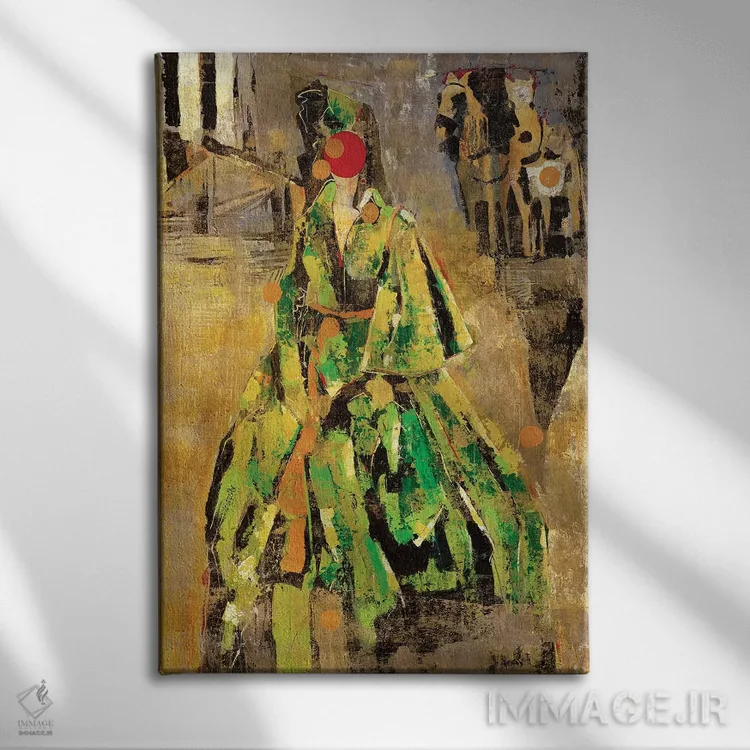 تابلو انتزاعی اسکارلت اثر ماچیارولی - نمای روبهرو روی دیوار