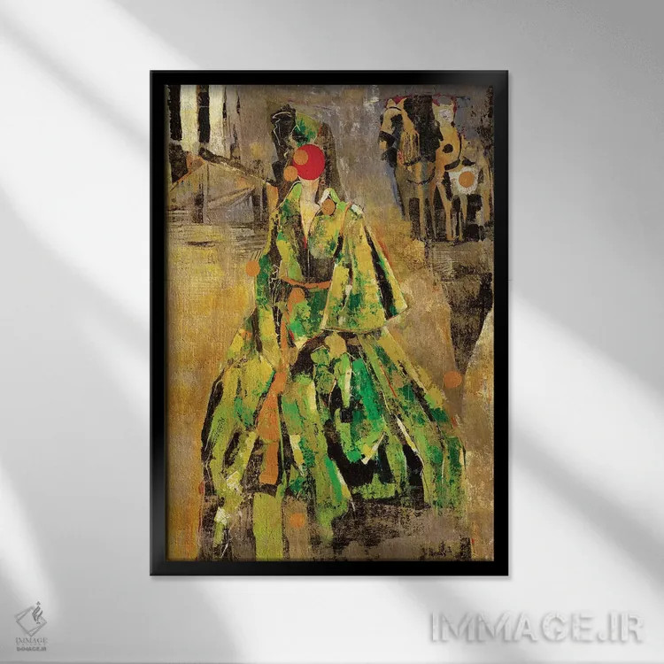 تابلو انتزاعی اسکارلت اثر ماچیارولی - نمای قابدار مشکی