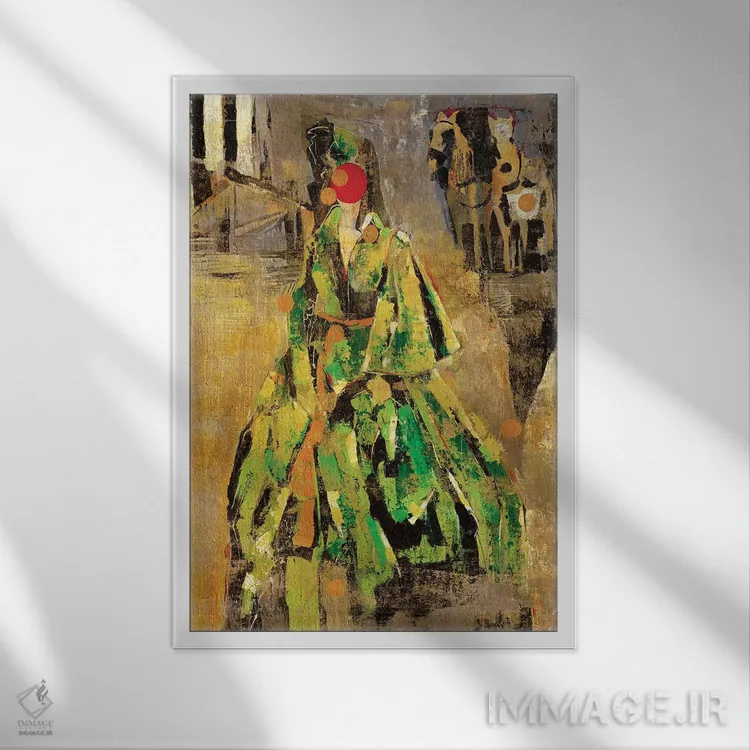 تابلو انتزاعی اسکارلت اثر ماچیارولی - نمای قابدار سفید