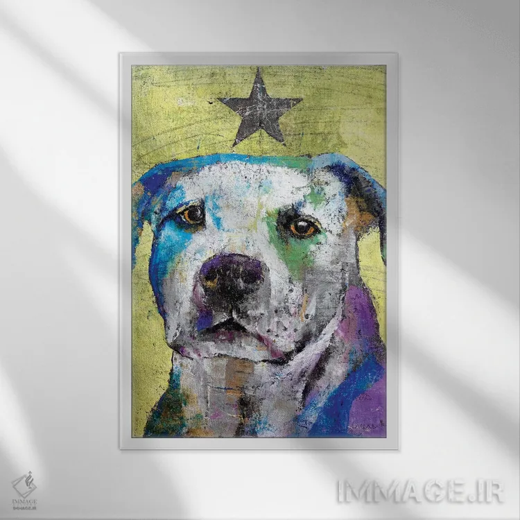 تابلو دکوراتیو پیت بول تریر اثر مایکل کریس - نمای قابدار سفید