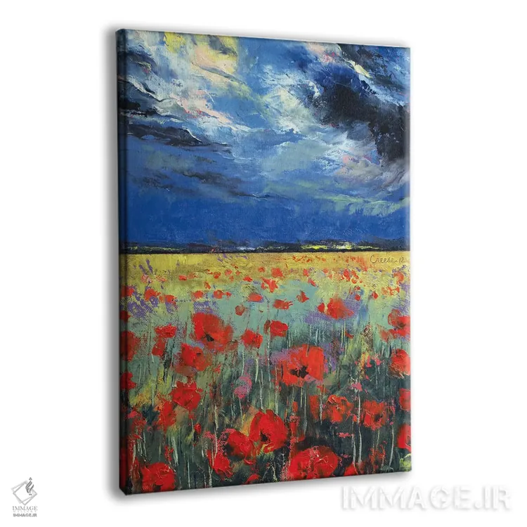 تابلو دکوراتیو شقایق ها زیر نور ماه اثر مایکل کریس - نمای پرسپکتیو محصول