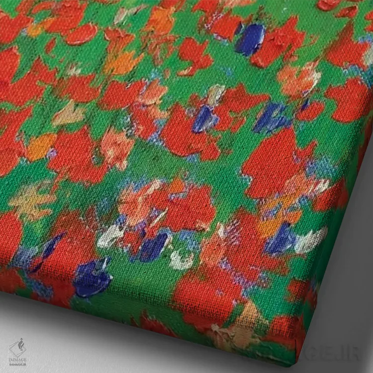 تابلو دکوراتیو دشت شقایق اثر مایکل کریس - نمای نزدیک بافت بوم