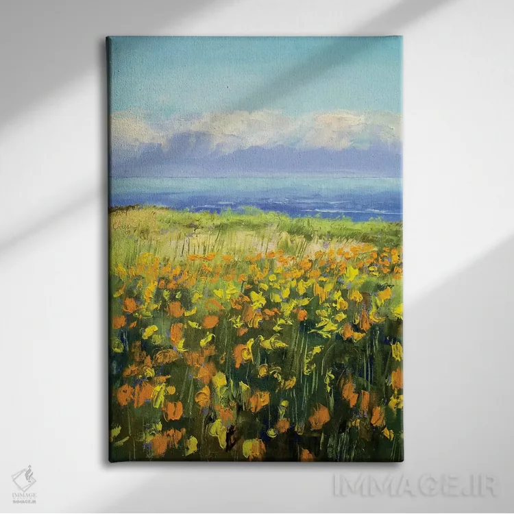 تابلو دکوراتیو شقایق های ساحلی اثر مایکل کریس - نمای روبهرو روی دیوار