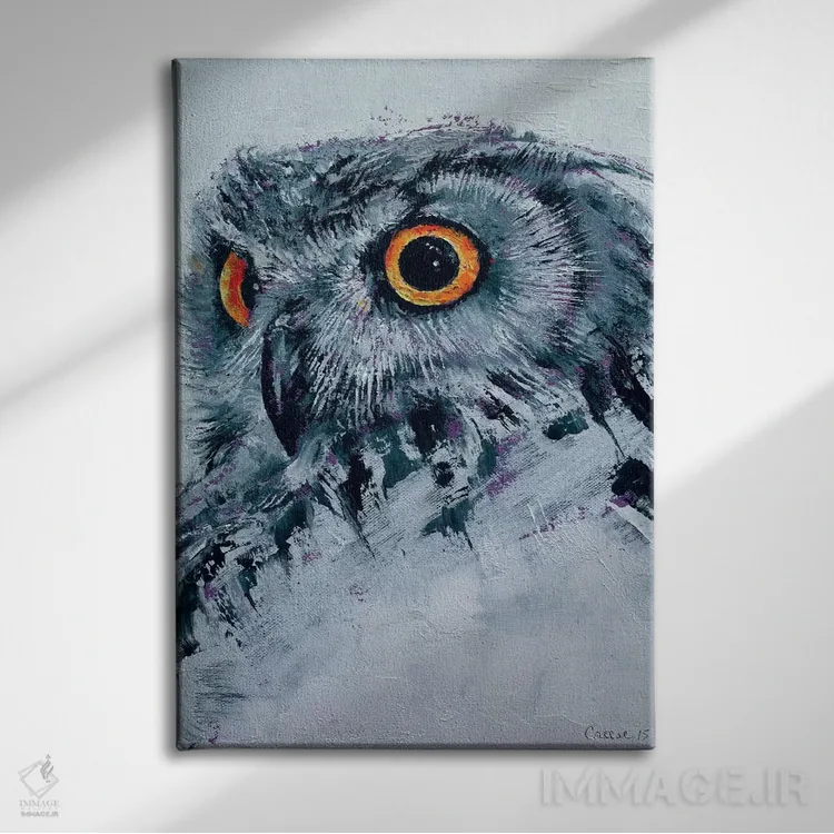 تابلو دکوراتیو جغد روح اثر مایکل کریس - نمای روبهرو روی دیوار