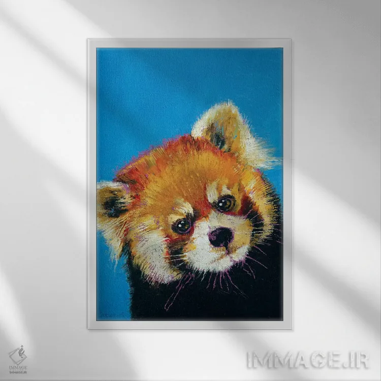 تابلو دکوراتیو پاندای قرمز اثر مایکل کریس - نمای قابدار سفید