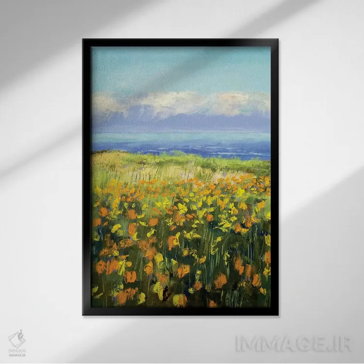 تابلو دکوراتیو شقایق های ساحلی اثر مایکل کریس - نمای قابدار مشکی