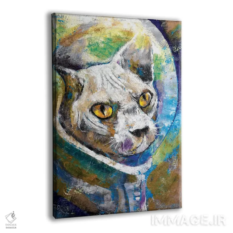 تابلو دکوراتیو گربه فضایی اثر مایکل کریس - نمای پرسپکتیو محصول