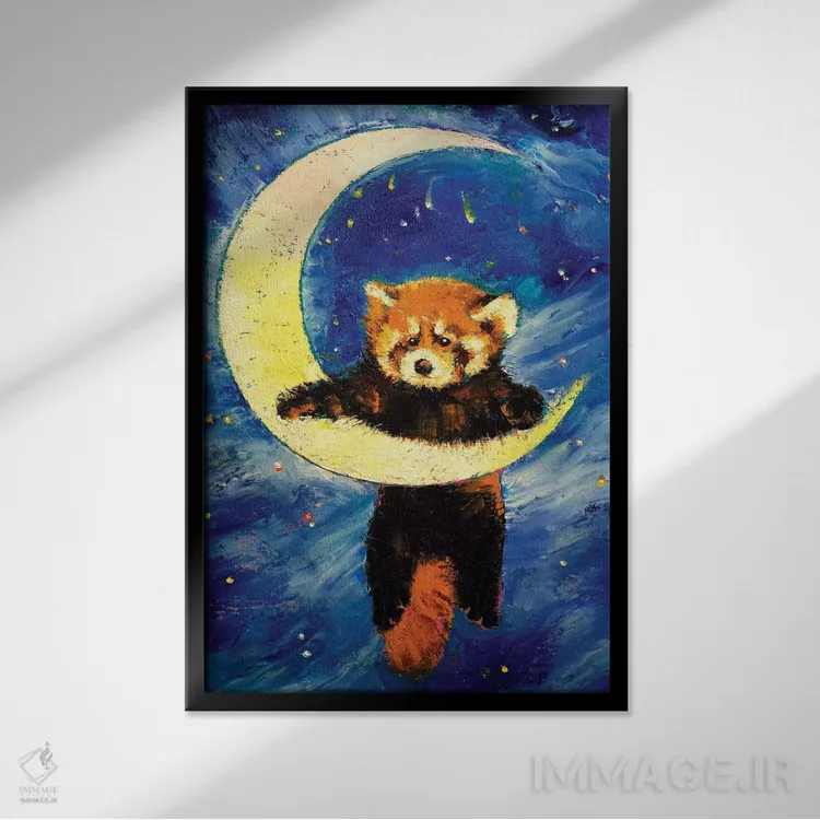 تابلو دکوراتیو ستاره های پاندای قرمز اثر مایکل کریس - نمای قابدار مشکی