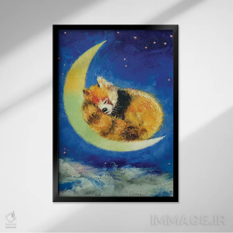 تابلو دکوراتیو رویاهای پاندای قرمز اثر مایکل کریس - نمای قابدار مشکی